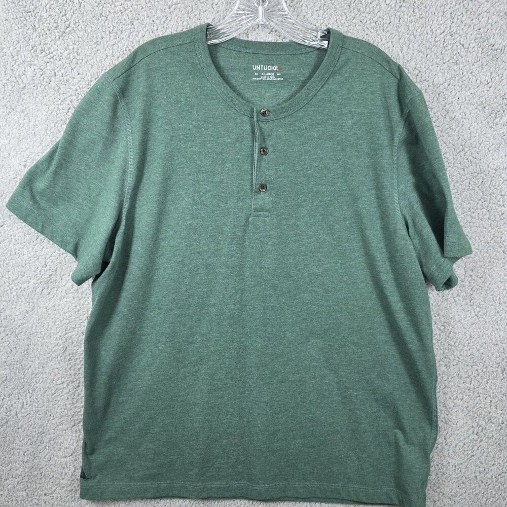 Untuckit Jericho Henley Short Sleeve Shirt Men's Green Size XL